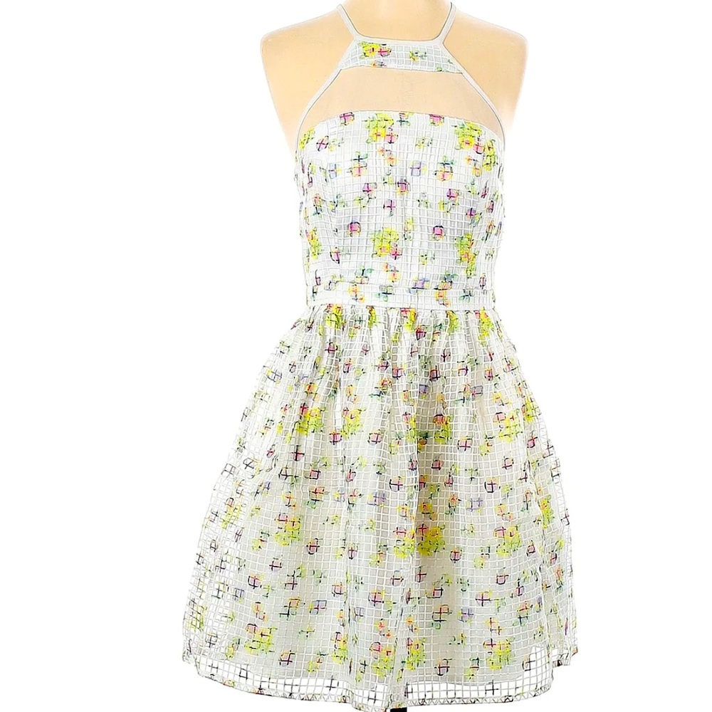 BRAND NEW A.Drea Women White Print Overlay Casual Dress S